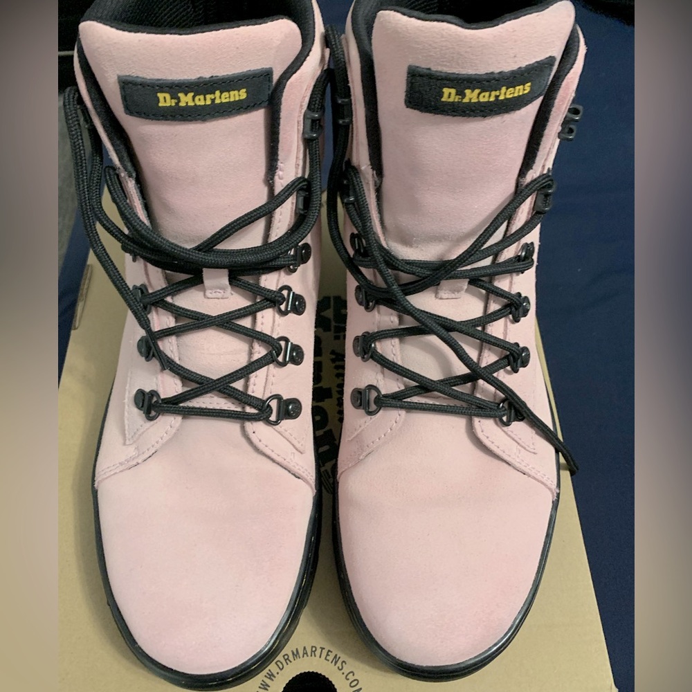 Dr. Martens Chalk Pink Suede lace up boots size 11